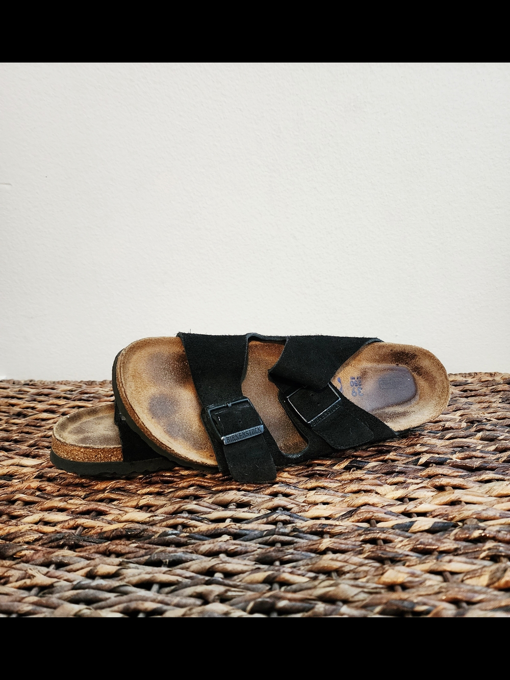 Birkenstock Black Suede Two-Strap Sandals